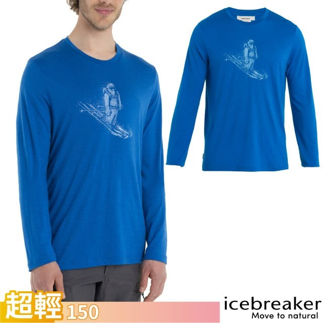 【Icebreaker】男 款輕薄圓領長袖羊毛排汗衣 150 Tech Lite 衛生衣 休閒衫_豔藍_IB0A56KY