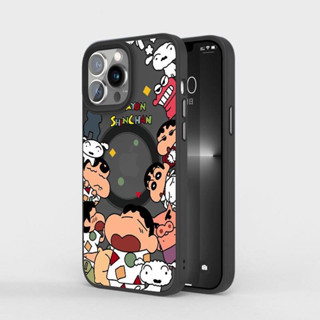 盾牌膚感蠟筆小新magsafe磁吸iphone 14 13 11 12 pro max 手機殼適用於卡通蘋果