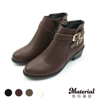 Material瑪特麗歐 【全尺碼23-27】短靴 MIT金屬雙扣帶短靴 T7821