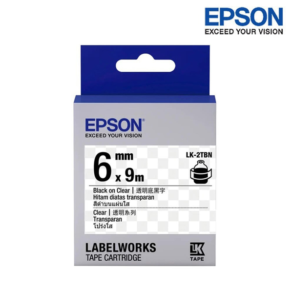 【含稅店】EPSON LK-2TBN 透明底黑字 標籤帶 透明系列 (寬度6mm) 標籤貼紙 S652404
