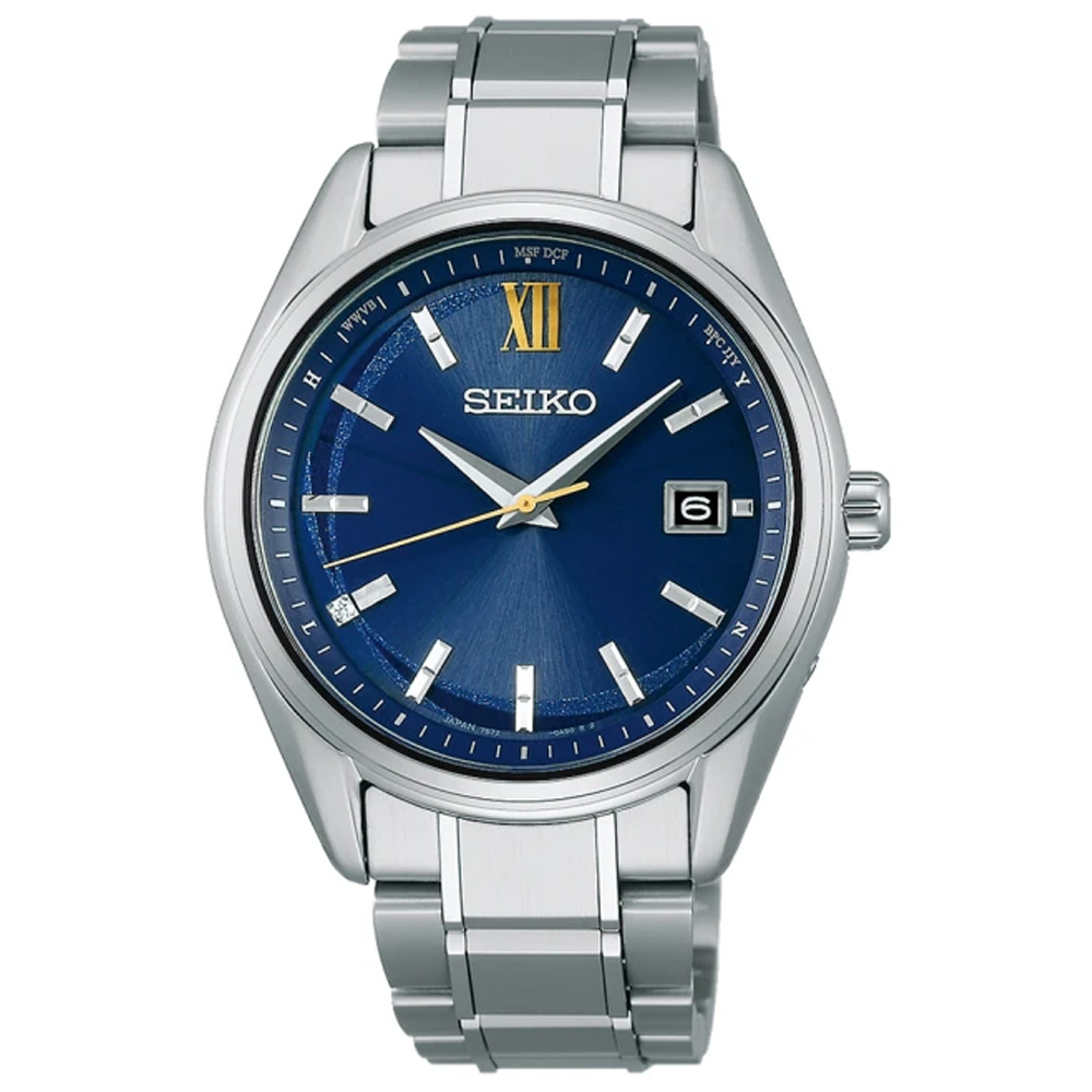 SEIKO精工(SBTM345J/7B72-0AH0B)SPIRIT限量款永恆之藍輕量鈦金屬太陽能電波對時腕錶SK028