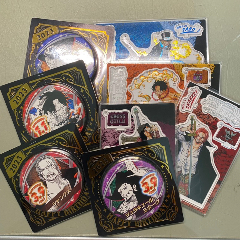 海賊王 鷹眼 紅髮 密佛格 傑克 米霍克 香克斯 艾斯 薩波 生日立牌 生日徽章 航海王 立牌 徽章