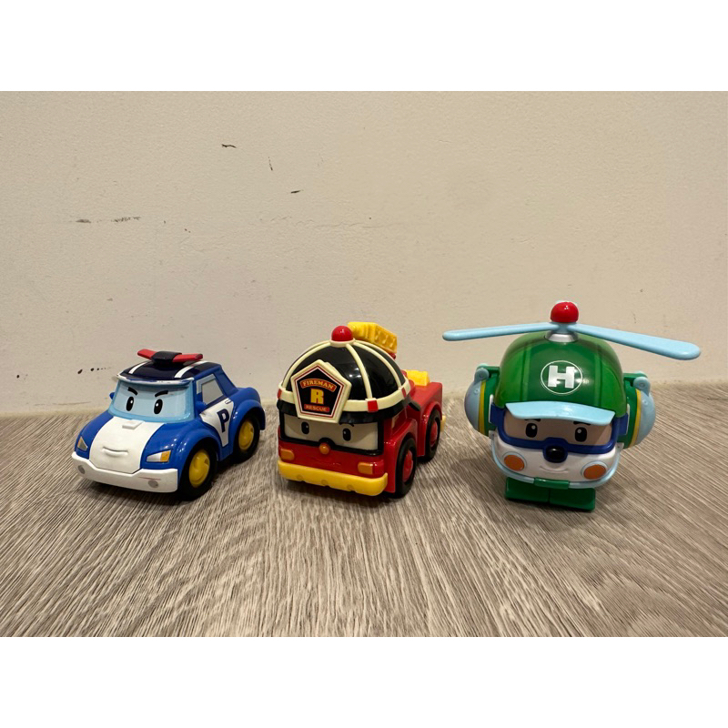 二手玩具 救援小英雄波力Poli 正版授權 無法變身（波力、羅伊、赫利 一組）