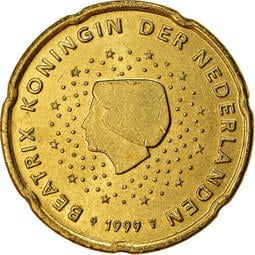 【全球硬幣】EURO 1999年 荷蘭 20歐元分 AU