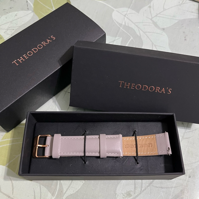 【Theodora's 希奧朵拉】經典款真皮錶帶 灰 大錶面適用