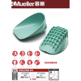 【一支獨秀羽球工坊】《配件》Mueller 慕樂加強型足跟墊-綠MUA971A