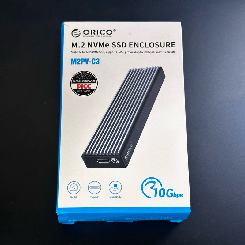 ORICO M.2 NVMe SSD 硬碟外接盒 10Gbps type-c