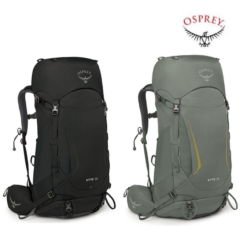 +樂活態度+Osprey Kestrel 38 登山後背包 38L 附防水罩 黑/綠色，訂金500尾款7700