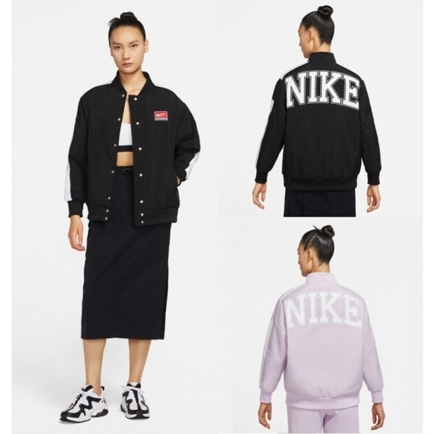 NIKE NSW Team Jacket 大LOGO女款鋪棉飛行外套 紫／黑色 【DQ6610】