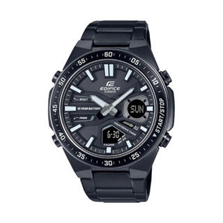 全新CASIO卡西歐 EDIFICE 十年電力 雙顯示時尚腕錶系列 沈穩黑 EFV-C110DC-1A 歡迎詢問