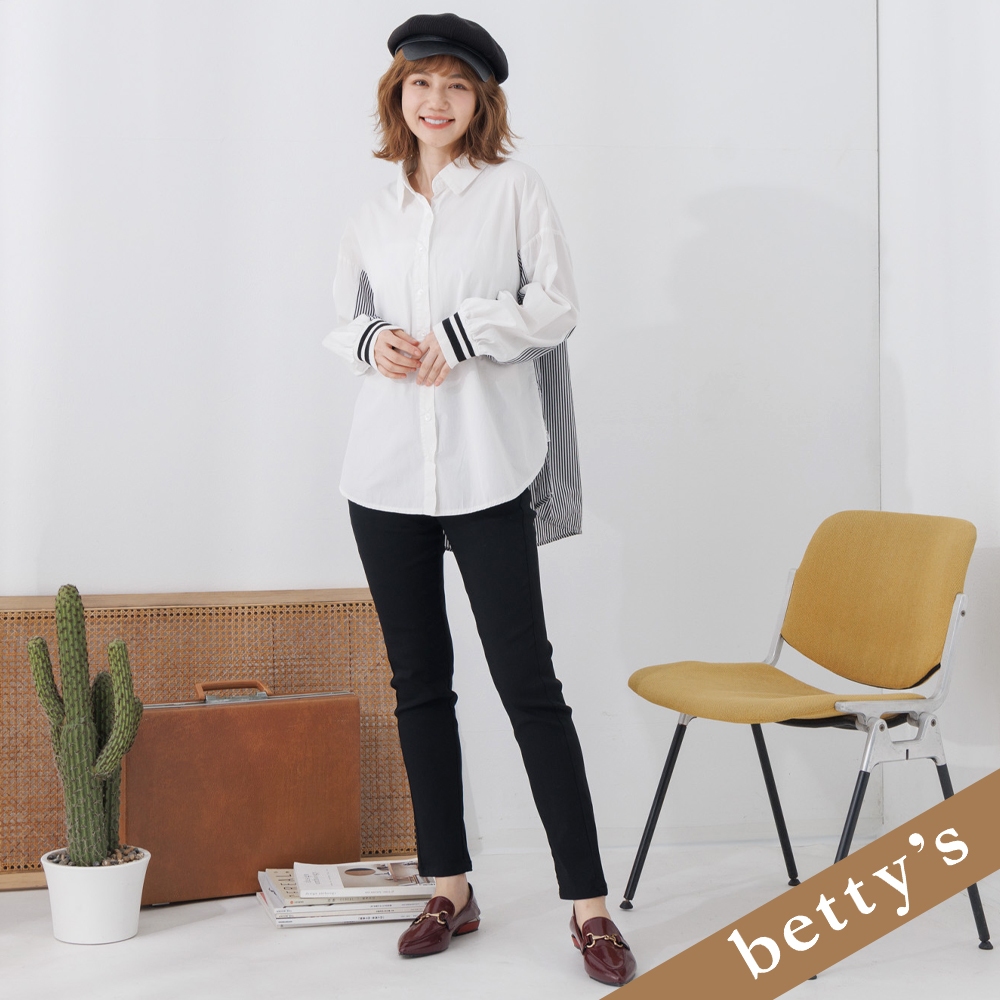betty’s貝蒂思(25)素色顯瘦直筒長褲(黑色)