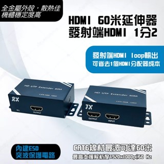 60米 HDMI LOOP 1進2出 延伸器 延長器 USB KVM 鍵盤 滑鼠 可單邊供應 2端 電源 有1分2