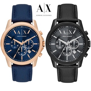 A│X Armani Exchange 經典LOGO三眼計時皮j錶44MM【Watch On-line Store 】