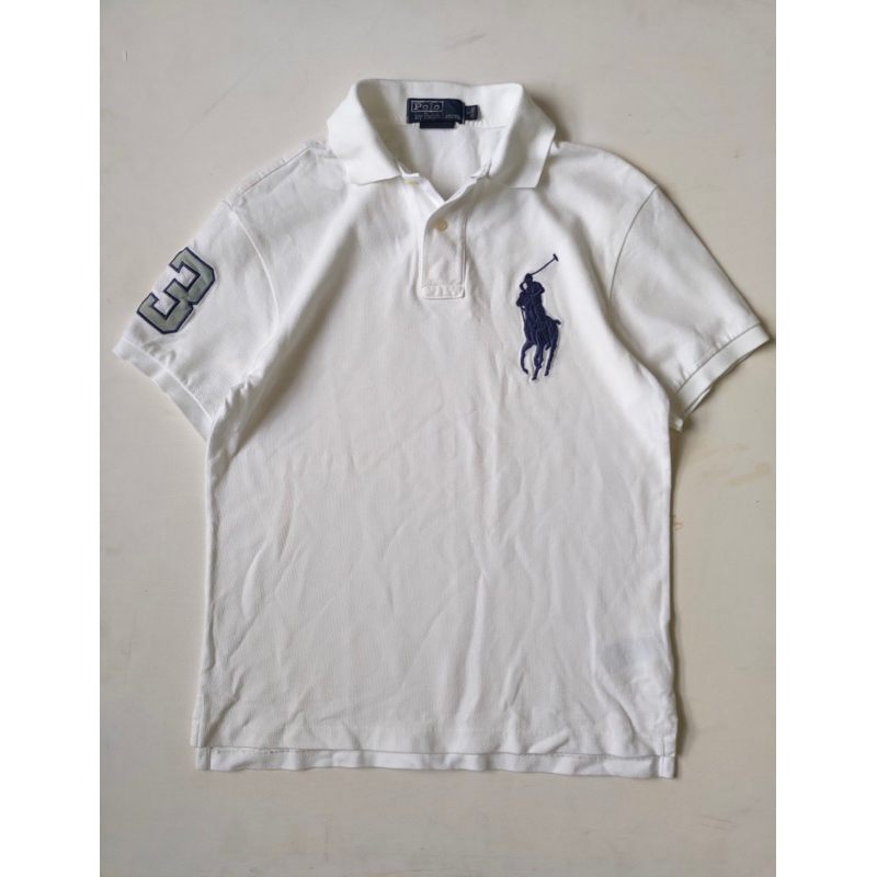 #Polo Ralph Lauren 白色短袖POLO衫 / 電繡 / 網眼 / 小馬 / 大馬 / 馬球