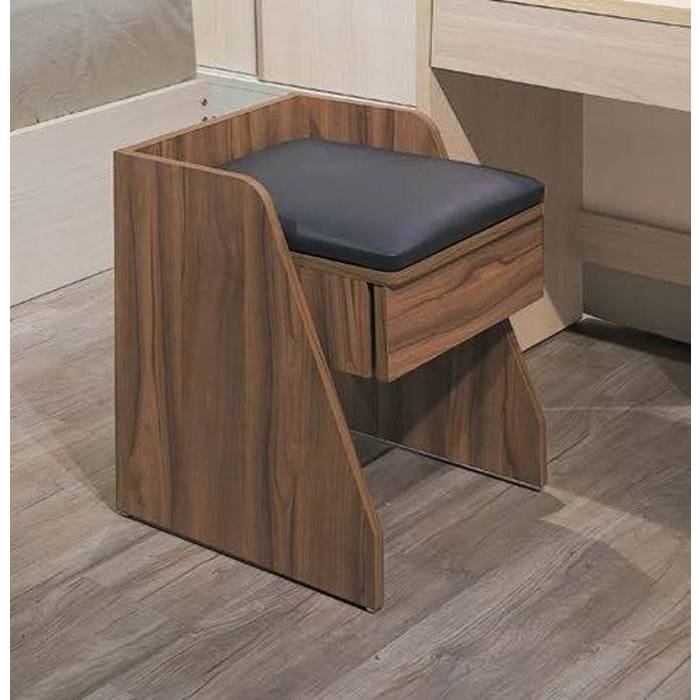 【萊夫家居】HJS-408-7：系統皮墊化妝椅-胡桃色【台中家具】梳妝椅 椅子 系統家具 低甲醛E1系統板 台灣製造