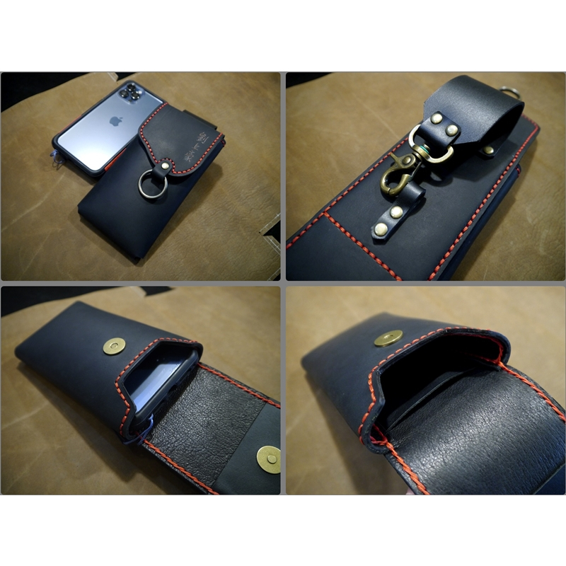 KH手工皮革工作室 MIT全牛皮iPhone14Pro Max iPhone15 快拆鉤環 直式手機皮套 鈔票悠遊卡腰包