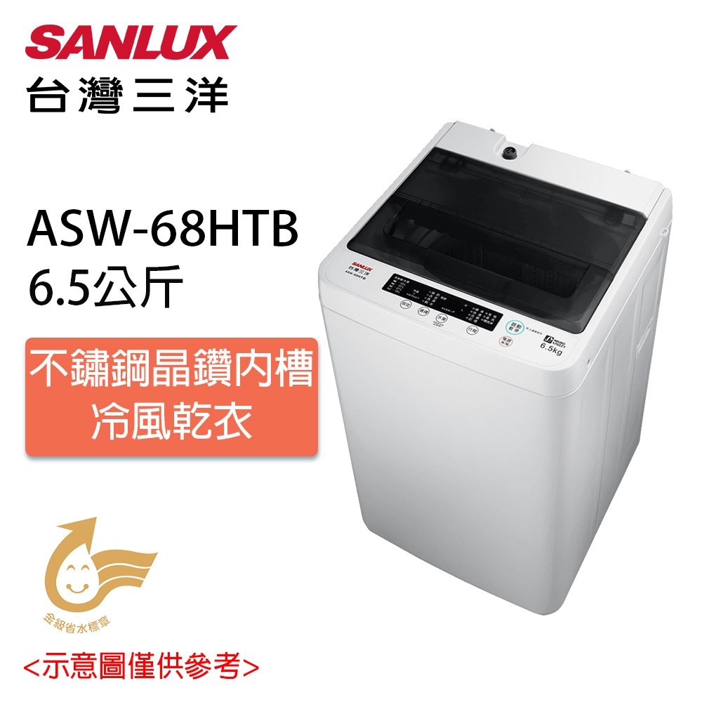 【SANLUX 台灣三洋】6.5kg  定頻直立式洗衣機 ASW-68HTB