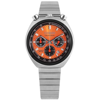 CITIZEN / 三眼計時 牛頭錶 日期 日本機芯 不鏽鋼手錶 黑橘色 / AN3660-81X / 38mm