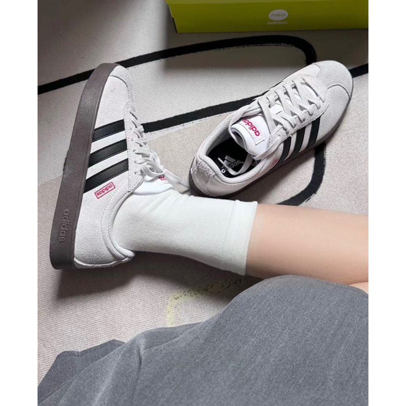 Adidas Neo VL Court 復古灰褐麂皮 德訓鞋(samba) 23.5 cm