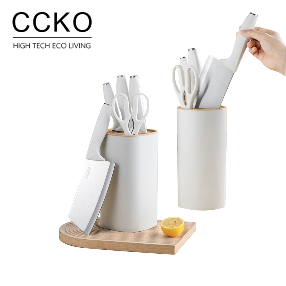 【CCKO】小清新刀具組 刀具五件組 刀具六件組 砍骨刀 切片刀 三德刀 水果刀 剪刀 刀座 不鏽鋼刀具 菜刀