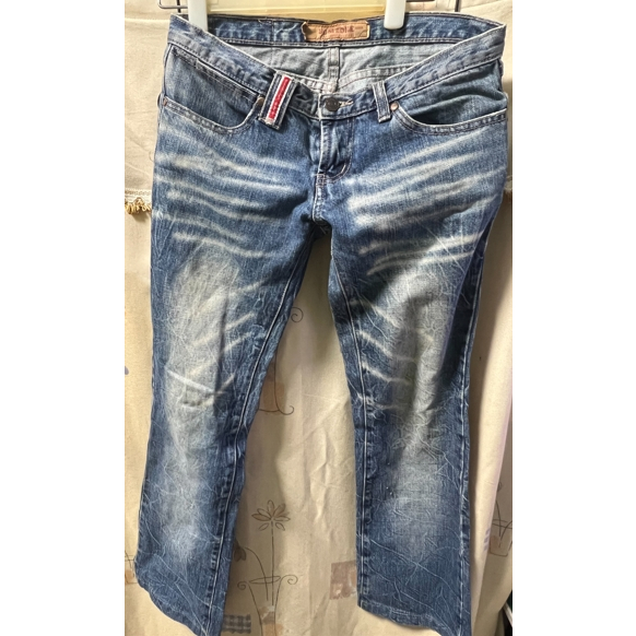 SOMEONE JEANS 品牌牛仔褲 女款 復古 刷舊 中直筒 尺寸：M