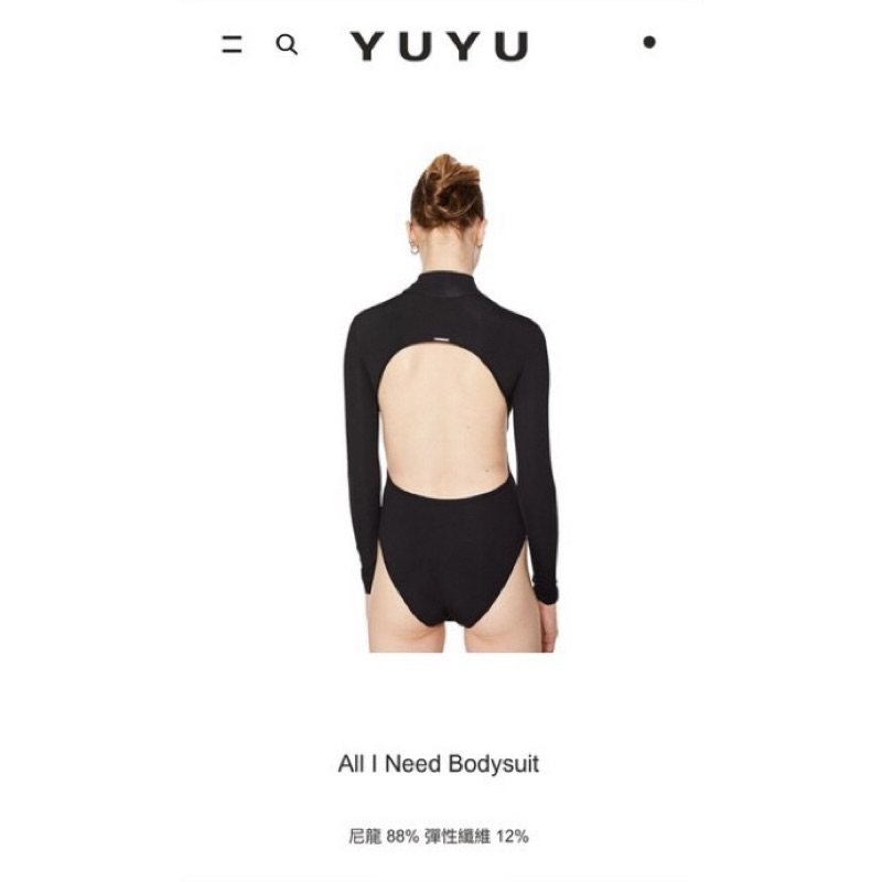 yuyu active All I Need Bodysuit 小高領美背連體衣 黑色