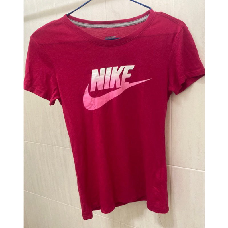 [Nike] LOGO短袖運動上衣 S號160cm適穿 經典亮色 桃紅