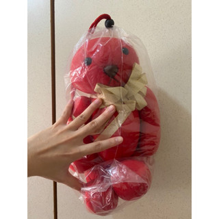 [HOLA] 玩偶熊QQ彈力抱枕-紅 可愛熊熊🐻舒壓禮品🎁療癒小物💞