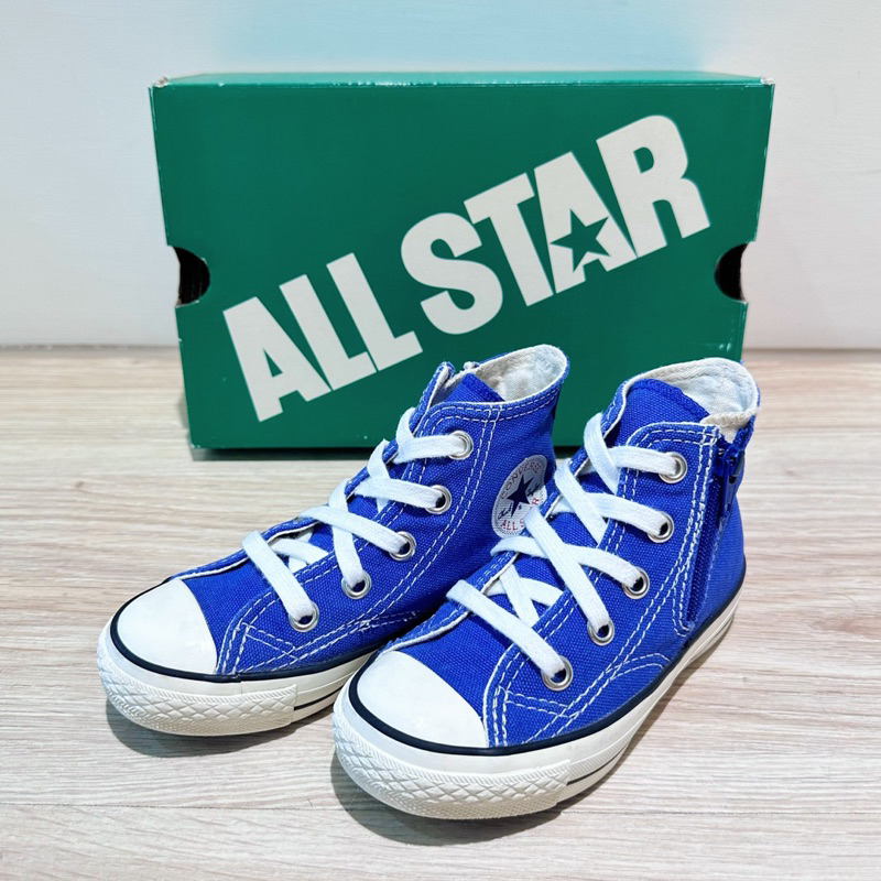 二手｜日版Converse CHILD ALL STAR小童拉鍊高筒鞋 16cm藍紫色