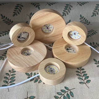 臺灣現貨🌈發光底座 LED實木燈 DIY小夜燈 USB展示燈座 LED原木燈 原木展示燈 實木擺飾 發光燈座