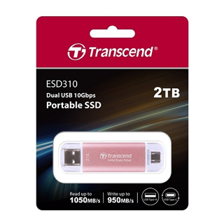 (附發票)創見 ESD310P 2TB USB3.2 雙介面固態行動碟-櫻花粉(TS2TESD310P)