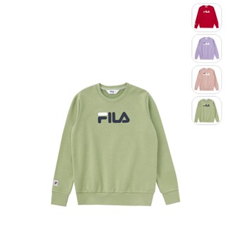 【FILA】KIDS 孩童款 運動長袖圓領上衣-灰綠 1TEW-8505-GN