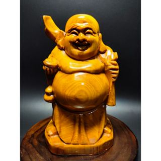 早期檜木木雕 - 彌勒佛#42（木雕/藝術/古董/擺件/收藏/展示/佛像/神像/元寶/布袋)