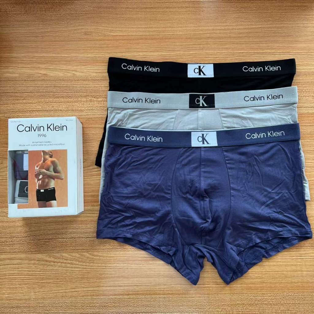 CK Calvin Klein 前後字母CK 三件入 男內褲 冰絲 內褲 四角內褲 男生內褲 四角褲 情人節禮物 送男友