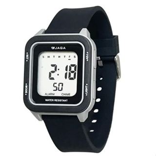 JAGA 捷卡 黑白經典配色 日期鬧鈴顯示多功能穿搭必備款 手錶 M1232-A