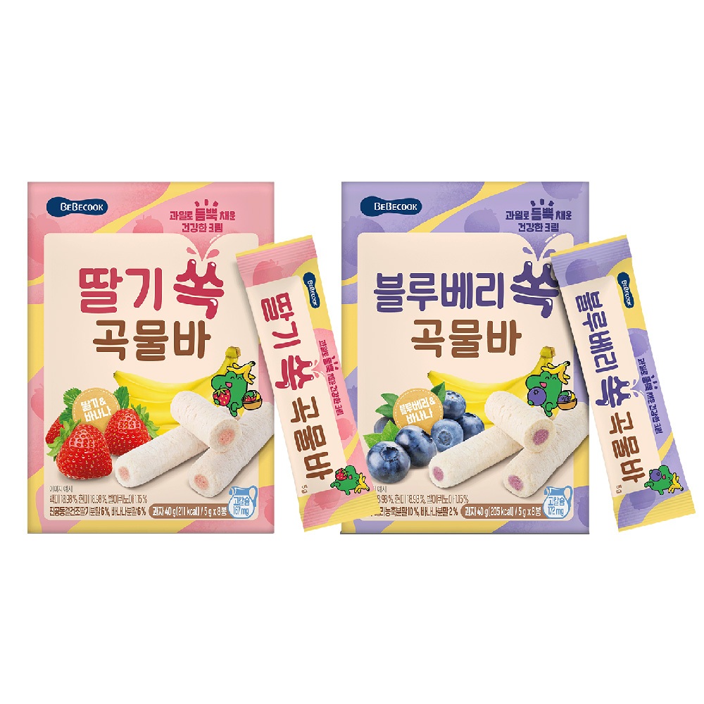 【BEBECOOK】幼兒水果酥酥捲 12M+(草莓香蕉/藍莓香蕉) 40g/盒 | 韓國