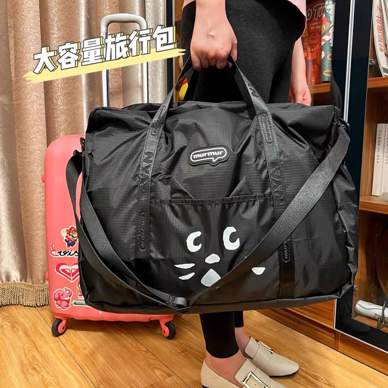 sɴʙ♡現貨🐈‍⬛驚訝貓旅行袋 超大容量 摺疊 防水 行李包 媽媽包 多功能袋 幼童睡袋包 健身包 購物袋 手提行李袋