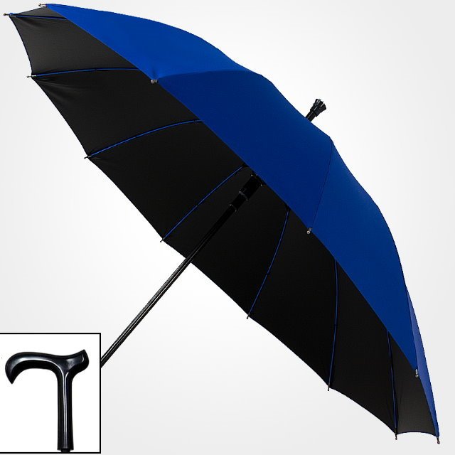 買一送一【拐杖傘 大雨傘】 大真好黑膠無敵傘(拐杖握把) 大傘面 12支直骨自動直傘【小安批發賣場】