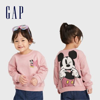 Gap 女幼童裝 Gap x Disney迪士尼聯名 印花圓領大學T-粉紅色(785853)