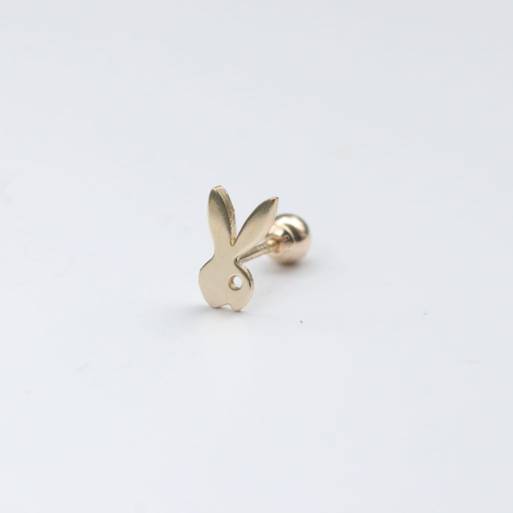 14K 長耳兔鎖珠耳環 (單個)
