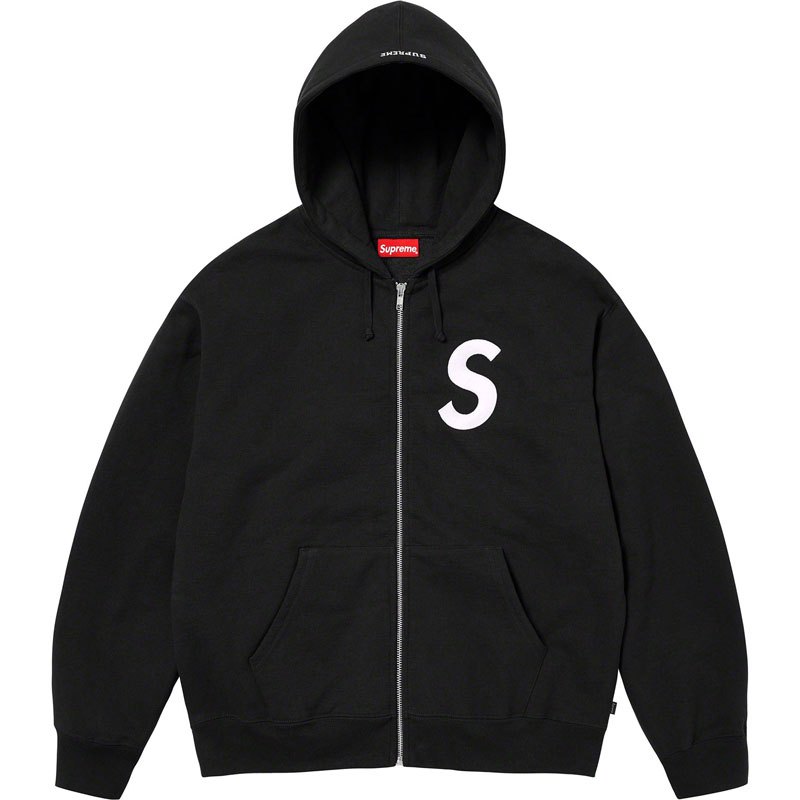 SUPREME FW23 S LOGO ZIP UP HOODED SWEATSHIRT 連帽外套 (黑色) 化學原宿