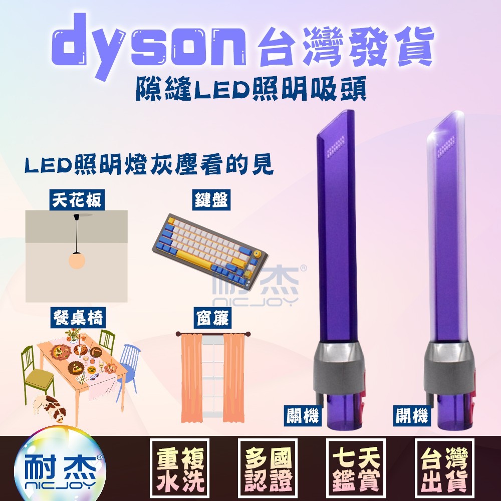 台灣出貨dyson 戴森 吸塵器 新款 LED照明 紫色透明 隙縫吸頭 LED吸頭 V7 V8 V10 V11 V15