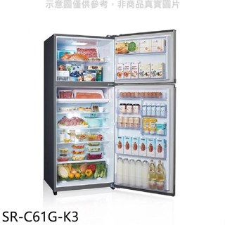 聲寶【SR-C61G-K3】610公升雙門漸層銀冰箱(全聯禮券100元)