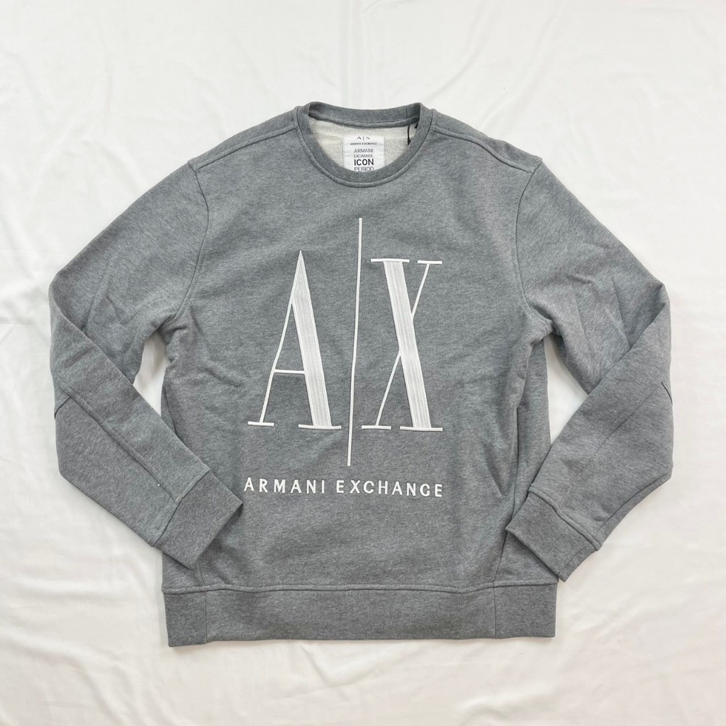 Armani Exchange 大學T 刺繡logo AX 無刷毛 純棉 長袖 T恤 #9637