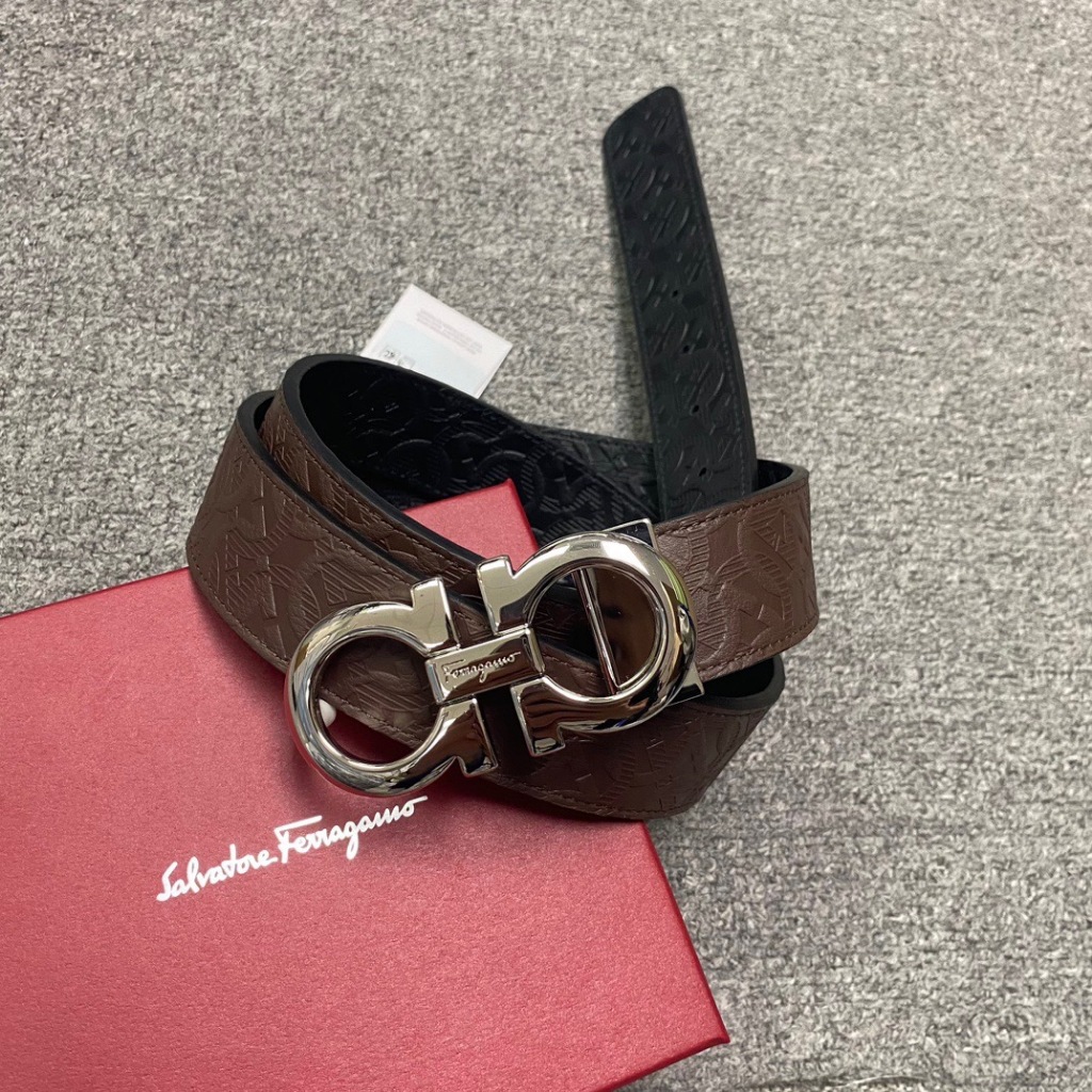 ♚KK SHOP♚ 預購 Salvatore Ferragamo 菲拉格慕 滿板壓紋 雙面用牛皮 皮帶