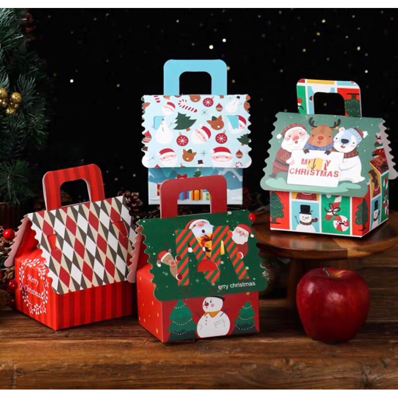 兔寶 台灣現貨快出 聖誕節 聖誕節包裝盒 聖誕點點小熊餅乾禮品盒 耶誕節禮盒 聖誕蘋果盒 個性包裝紙盒手提包裝盒子糖果盒