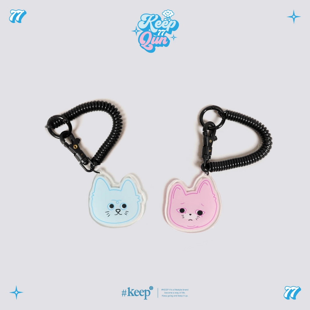 #KEEP x QUN 峮峮聯名款 藍色 粉色 閃電貓 雙Q貓 壓克力 鑰匙圈 掛飾 吊飾【KS187】