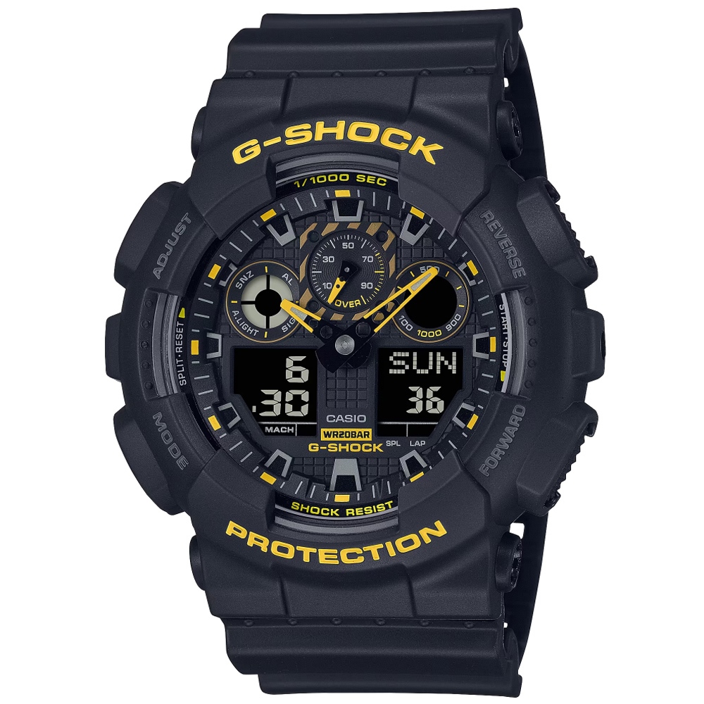 【聊聊甜甜價】CASIO G-SHOCK 搶眼風格 黑x黃雙顯腕錶 GA-100CY-1A