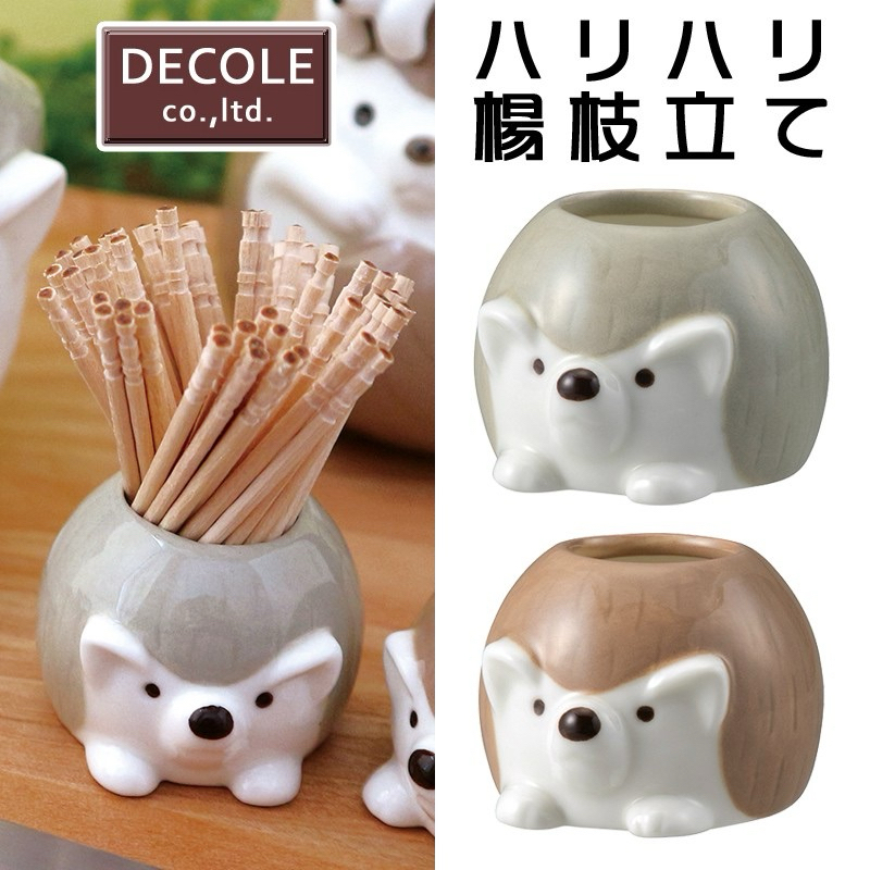 ✨日本代購✨日本正版 🇯🇵 DECOLE 陶瓷刺蝟造型牙籤罐 牙籤收納 廚房收納用品 牙刷架