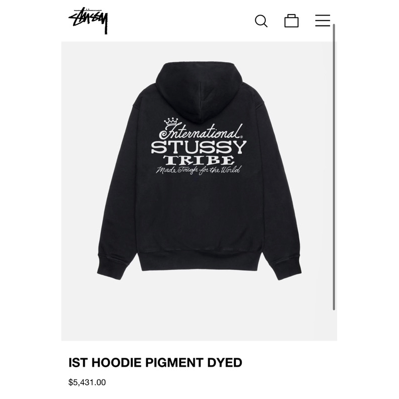 🇺🇸美國代購23 STUSSY IST HOODIE PIGMENT DYED連帽長袖T恤 帽T 字母 潮流 滑板